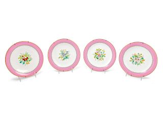 A Set of Four French Painted Porcelain Plates<br>