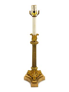 An Empire Style Gilt Bronze Candlestick<br>mounte
