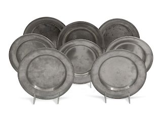 A Set of Eight Pewter Plates<br>