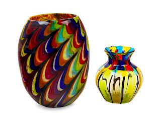 Two Glass Vases<br>Height of tallest 9 1/2 inches