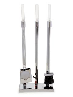 A Set of Lucite and Chrome Fireplace Tools<br>Hei