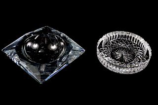 Two Glass Ash Trays<br>Width of wider 6 1/4 : inc