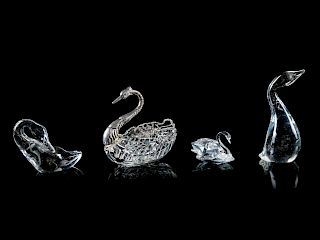 Two Steuben Glass Swans<br>together with an unsig