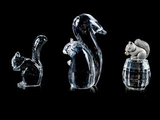 Two Glass Squirrel Figures<br>comprising a Baccar