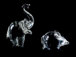 A Group of Two Glass Animal Figures<br>comprising