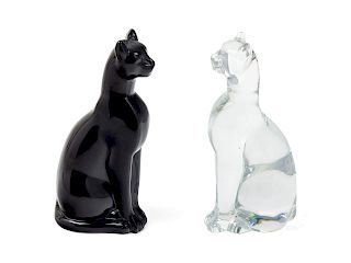A Pair of Baccarat Glass Cat Figures<br>comprisin