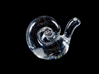 A Steuben Glass Snail Figure<br>etched 'Steuben' 