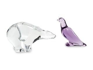 A Group of Two Baccarat Glass Animal Figures<br>c