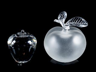 A Group of Two Glass Apples<br>comprising a frost