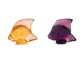 Two Lalique Colored Glass Fish<br>20TH CENTURY<br