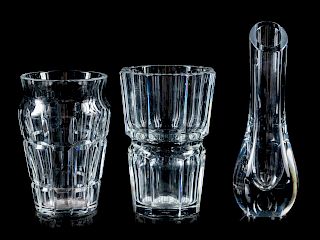 Three Baccarat Glass Vases<br>20TH CENTURY<br>eac