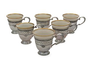A Set of Six American Silver Demitasse Cups<br>He