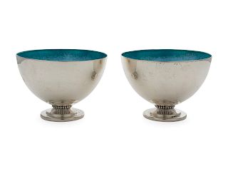 A Pair of American Silver Enameled Revere Bowls<b