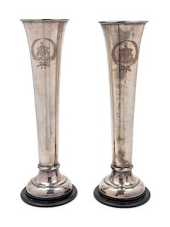 A Pair of Silver-Plate Loving Cups<br>each with e