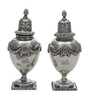 A Pair of Edwardian Silver Casters<br>Carrington 