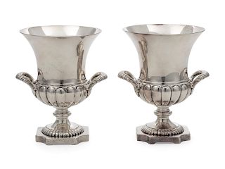 A Pair of American Silver-Plate Diminutive Vases<