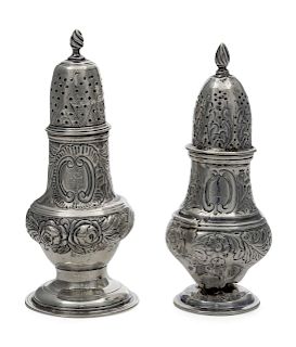 Two George III Silver Casters<br>Maker's mark obs