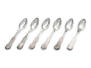 A Group of Coin Silver Spoons<br>6 total, each en