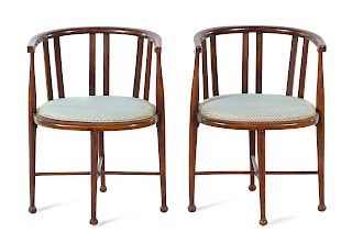 A Pair of Barrel-Back Armchairs<br>LATE 19TH/EARL