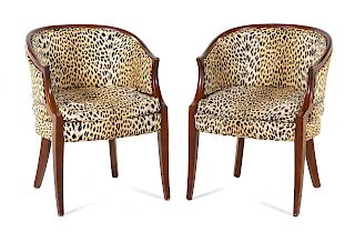 A Pair of Club Chairs <br>20TH CENTURY<br>Height 
