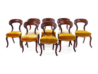 A Set of Eight Victorian Balloon Back Side Chairs