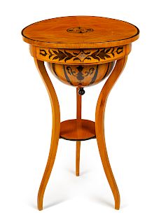 A Biedermeier Marquetry Sewing Table<br>19TH CENT