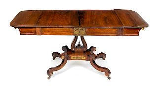 An American Classical Brass Inlaid Mahogany Drop-