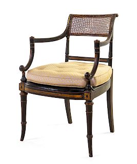 A Regency Caned Open Armchair