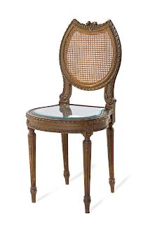 A Louis XVI Style Table Chair with Glass Seat<br>