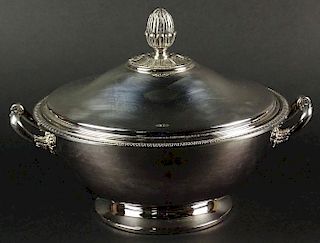Christofle Silver Plate "Malmaison" Covered Round Serving Bowl
