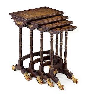A Set of Four Chinese Nesting Tables<br>Height ov