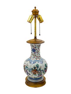 A Chinese Porcelain Vase<br>of bottle form with f