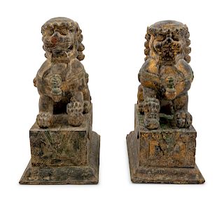 A Pair of Carved Wood Fu Lions<br>LATE 20TH CENTU