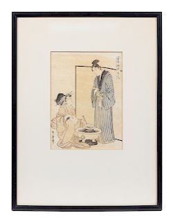 A Japanese Woodblock Print<br>depicting an interi