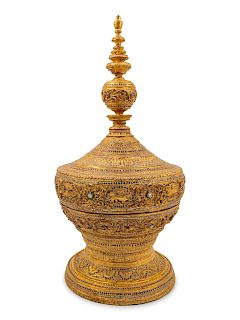 A Large Southeast Asian Giltwood Finial<br>Height