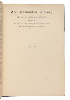HUTCHINSON, Horace (1859-1932). Golf: The Badmint