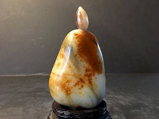 OLD Large Chinese White Jade with Russet Snuff Bottle, 3 1/2" high. Qing Period