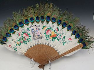 Antique Chinese Peacock Feather Fan. . 19th century.
