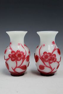 Pair of Chinese Peking glass vases.