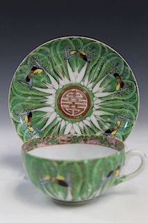 Chinese export porcelain cup and saucer.