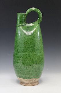 Chinese green glaze pottery pitcher.