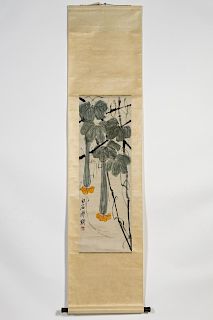 Chinese Hanging Scroll Floral Motif, Inscribed
