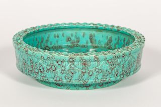 Chinese Aqua Blue & Red Accented Porcelain Bowl