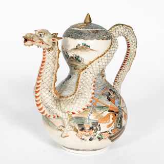 Japanese Satsuma Lidded Dragon Teapot