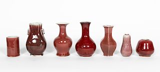 Group of Seven Chinese Oxblood Vases