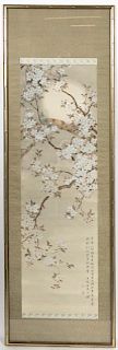 Chinese Framed Hanging Scroll of White Blossoms
