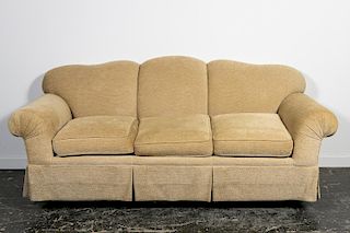 Edward Ferrell Beige Rolled Arm Upholstered Sofa