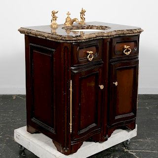 Sherle Wagner Vanity Cabinet with Cherub Basin Set