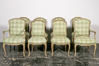 Set, 8 Louis XV Style Upholstered Dining Chairs