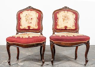 Pair, 19th C. Louis XV Style Side Chairs